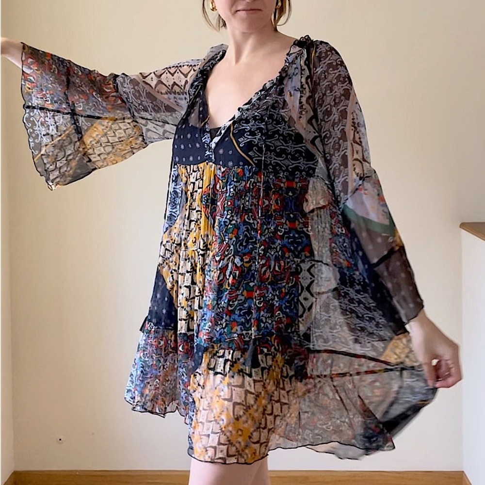 Johnny Was Jade silk Boho Chic dress